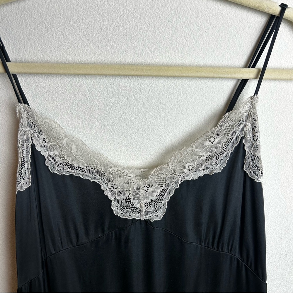 Aerie Off-Duty Satin Nightie slip dress lace size: M - Picture 4 of 13